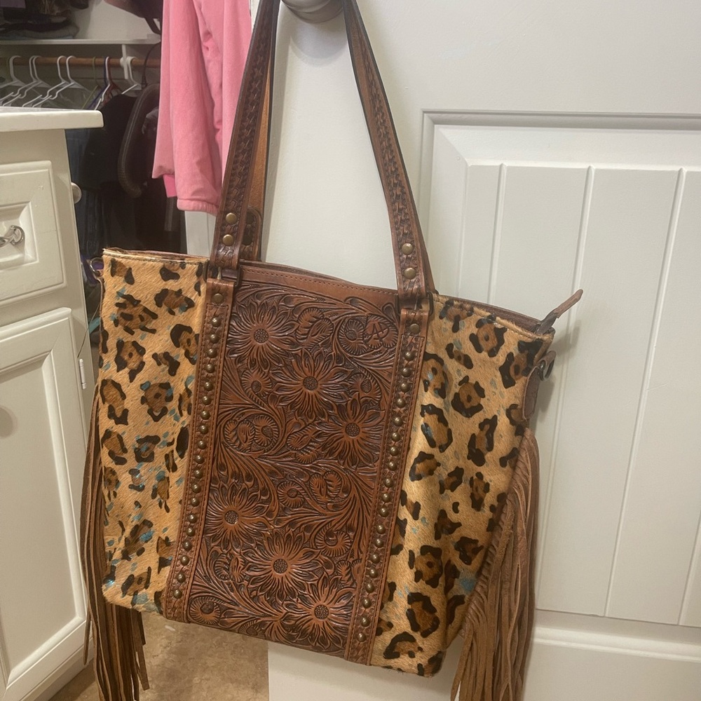 American Darling Brown and Tan Leopard Print Tote